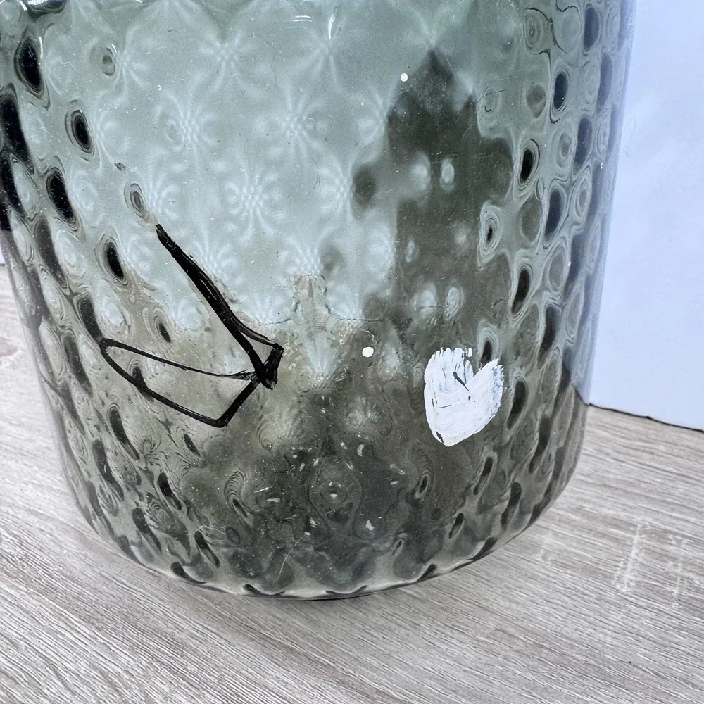 Vintage MCM Green Glass Shade Light Globe Lamp Scalloped 9